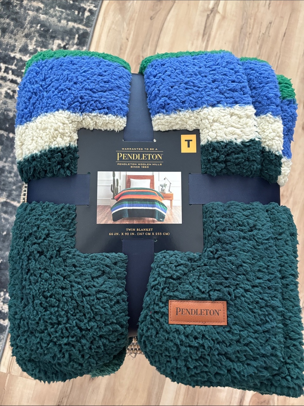 NWT Pendleton Home Evergreen Stripes Fleece Twin Blanket